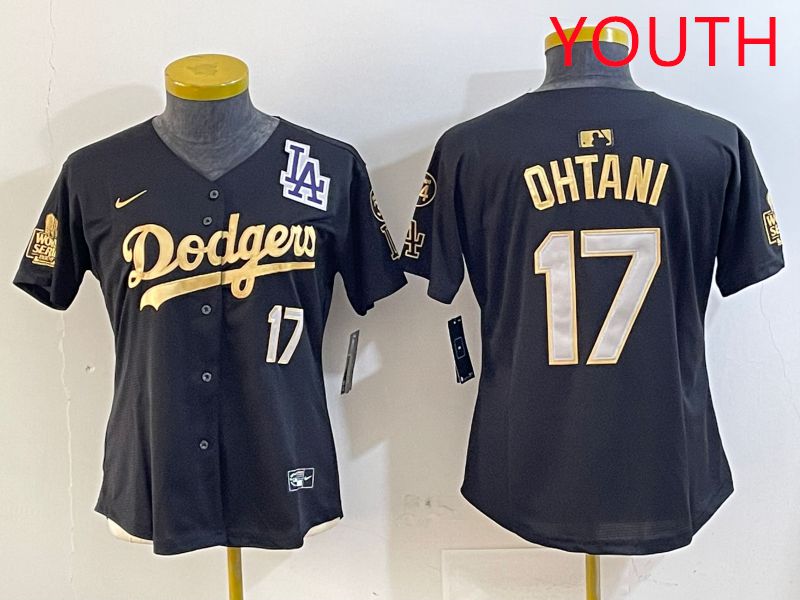 Youth Los Angeles Dodgers #17 Ohtani Black Gold Game 2025 Nike MLB Jersey style 4->youth mlb jersey->Youth Jersey